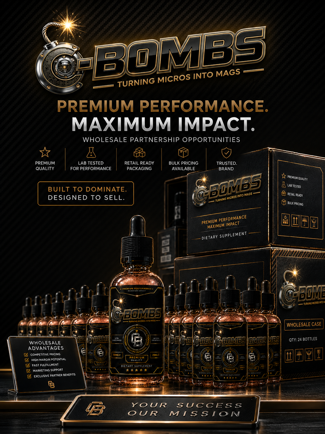 C—BOMBS wholesale lineup with retail packaging